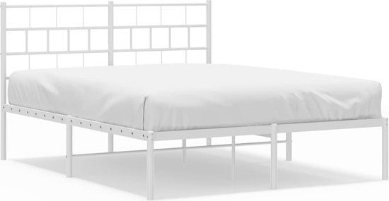 vidaXL Bedframe met Hoofdbord Metaal Wit 140x200 cm