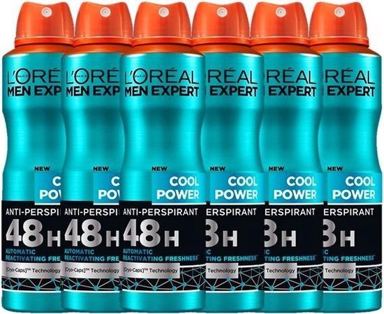 L'Oréal Cool Power Men Expert Cool Power Deodorant Spray - 6 x 150ml - Voordeelverpakking - Extra Frisse Deodorant