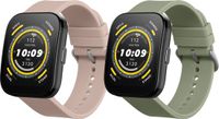 kwmobile 2x horlogebandjes geschikt voor Huami 22mm Amazfit Bip 6 / Bip 5 Unity / Bip 5 / GTS 3 / Balance 2 / Helio Strap bandje - Smartwatch bandjes van TPU - Activity tracker horloge band in pastelgroen / oudroze