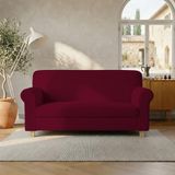 Italian Bed Linen LESLIE Elastische en rekbare bankovertrek, Bordeaux, 2-zits