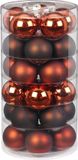 Inge-glas Inge's Christmas Decor Gmbh 60x stuks glazen kerstballen kastanje bruin 6 cm glans en mat
