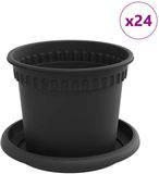 vidaXL - Plantenpotten - 24 st - Zwart - Kunststof