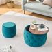 OKWISH Opbergpoef Set - Nestbaar 2 Delig - Met Houten Dienblad - Voor Woonkamer En Slaapkamer - Fluweel Blauw - 58 cm