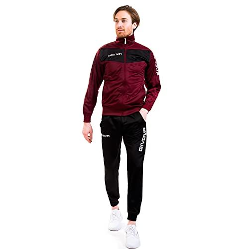 Givova TR018 Visa Heren Trainingspak - Granaat/Zwart - 3XL