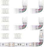 Merkloos Allecto Premium RGB LED Strip Connector 10 mm - 4-polig - 10 stuks - Hoekconnector
