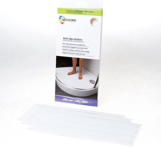 SecuCare Antislip Sticker - 25x254mm - Wit - Set van 12