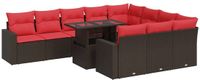 vidaXL 11-delige Loungeset met Kussens Poly Rattan Acacia Bruin