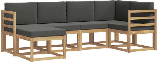 vidaXL Buiten bankenset 6-delig Wit en antracietkleurig Polyester