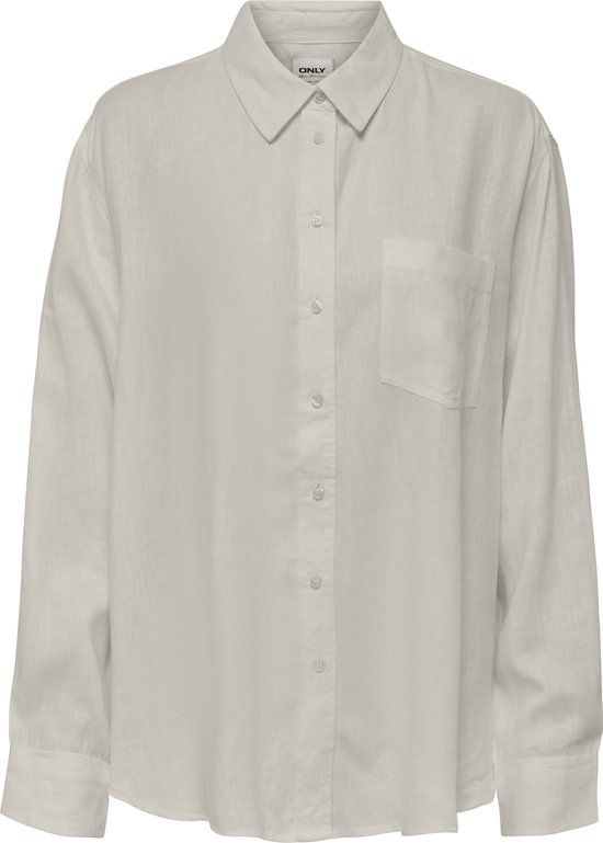 ONLY ONLTOKYO L/S Linen Blend Blouse - Moonbeam - Women's Size S