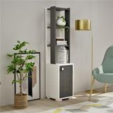 Stijlvolle boekenplank, wit en antraciet, 29,6 x 134,6 x 21,6 cm, 100% melamine gecoat deeltjesbord, 18 mm dik