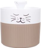 DRINKFONTEIN Flamingo Mali Drinkfontein Kat Hond 2L Rond Taupe & Wit Met Koolstoffilter Stille Pomp Lichtindicator 18x20x18,5 cm
