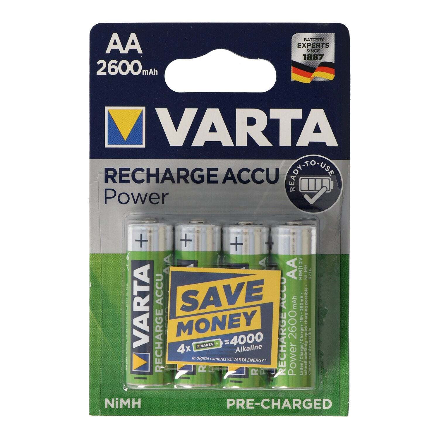 Varta Varta Ready2Use 2600 mAh Mignon AA-batterijen 4-pack inclusief AccuCell-batterijbox