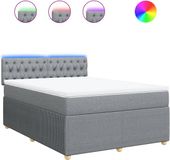 vidaXL Boxspring met matras stof lichtgrijs 160x200 cm