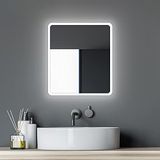 Badkamerspiegel Talos Badkamerspiegel met verlichting Talos Moon - badkamerspiegel 40 x 45 cm - met omgevingslicht - lichtkleur neutraal wit - hoogwaardig aluminium frame