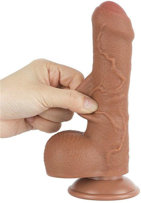 LoveToy Sliding Skin Dildo 18,3 cm Bruin