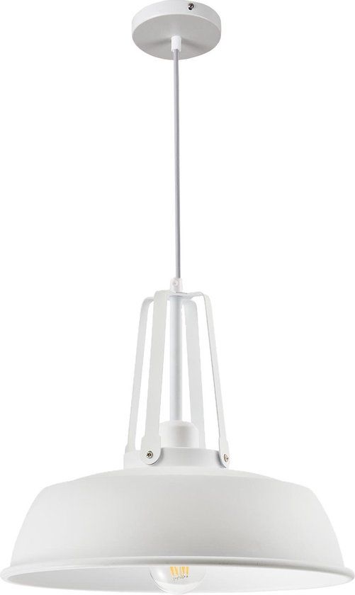 QUVIO Hanglamp industrieel - Bolvormige kap - Diameter 35 cm - Wit