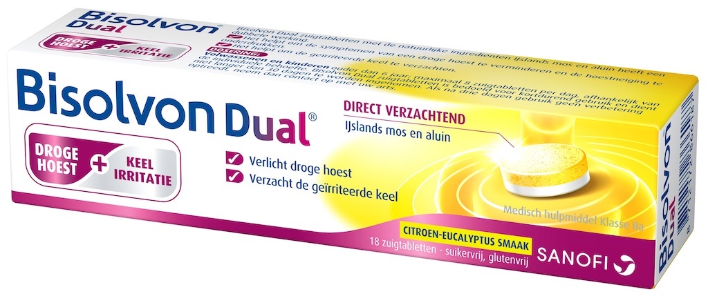 Bisolvon Dual Droge Hoest + Keelirritatie Zuigtabletten