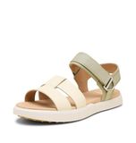 Sorel Ona Ave enkelbandje platte sandalen voor dames, Honingwitte poederkeperstof, 40.5 EU