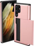 Selected by GSMpunt.nl Samsung Hoesje met Kaarthouder Slider Roze Goud voor Galaxy S23 Ultra