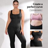 MEETWEE Bodyfashion Dream Shaper Bodysuit Plus Size Panty – Dames Seamless Gevoerd & Corrigerend legging - Winter-B-Zwart-XXL