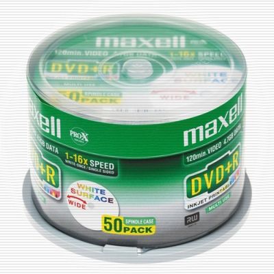Maxell DVD+R 120/4.7GB Spindle 50 White Printable