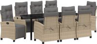 vidaXL Tuinset 9-delig Beige Polyrattan