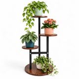 Merkloos Relaxdays Plantenstandaard binnen - 53 cm - 4 planken - zwart-bruin
