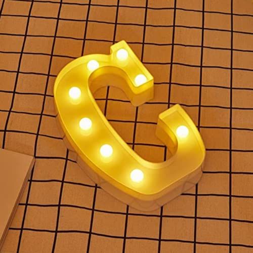 JANDEI - LED-cijfers en letters, warm wit licht, decoratie en sfeer, hart-nachtverlichting, batterijen (C)