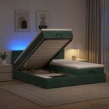 vidaXL Ottomaanse Bed met Matras en LED Donkergroen 180 x 200 cm