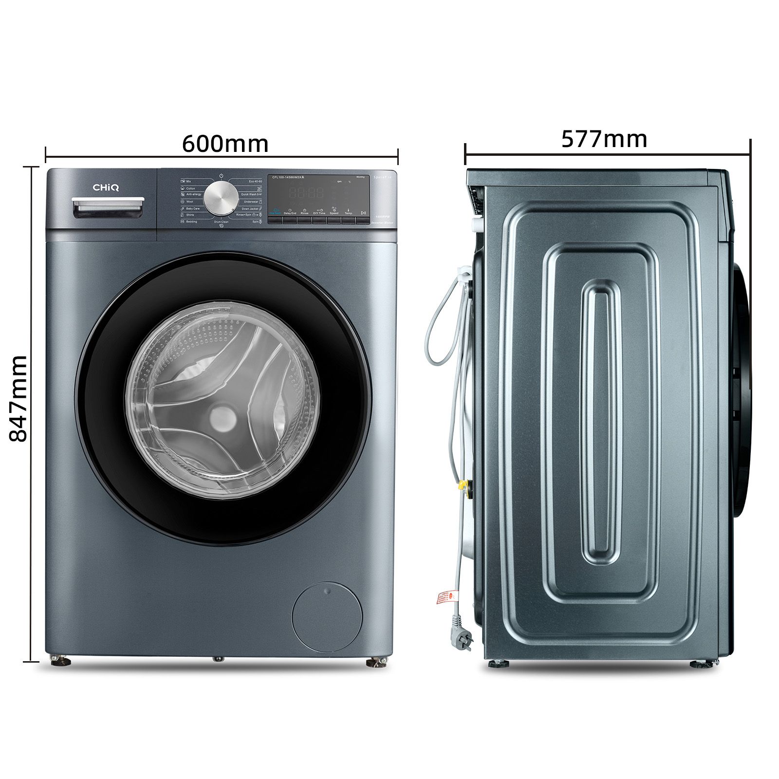 CHiQ CFL100-14586IM3XA - Wasmachine - 10 KG - Space Pro - 16 programma's - AI Smart - Stoomwassen & Quick Wash - 12 jaar garantie op motor - Energieklasse A