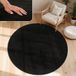 Paco Home Vloerkleed 120 cm Rond Zwart Polyester Kortpolig Wasbaar Effen Modern