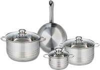 Fackelmann Set van 1 Koekenpan 24 cm en 3 kookpotten 14, 20 en 24 cm Elo Profi Brillant