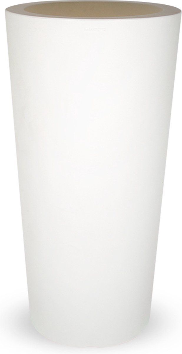 HTT Decorations Bloempot Tony - Rond - H96 cm - Wit - Kunststof