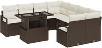 vidaXL Tuinbank - Set - 9 - st - Bruin - Poly - rattan