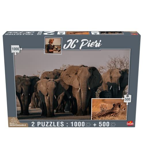 Goliath - Puzzel - JC Pieri - Elephants (Namibie) en Lionceaux (Tanzanie) - 1000 en 500 stukjes - vanaf 7 jaar