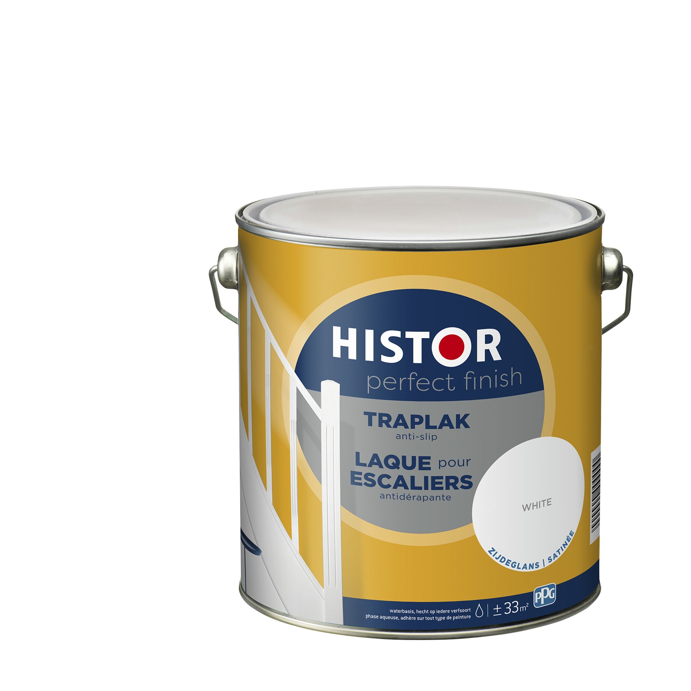 Histor Perfect Finish traplak anti-slip 7000 wit zijdeglans 2,5 liter