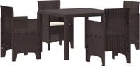 vidaXL Tuineetkamerset, 5-delig, polyrotan, bruin, vierkante tafel met 4 stoelen