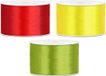 Ruban décoratif/ruban cadeau/ruban satiné - Lot de 3 pièces - jaune/rouge/vert - 38 mm x 25 mètres