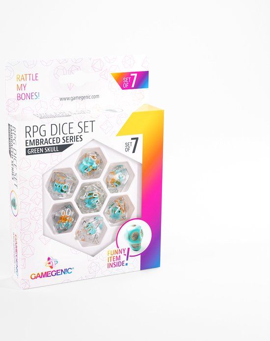 Gamegenic RPG Dice Set Embraced Series: Green Skull (7 stuks)