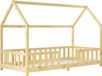 en.casa Lit enfant Sisimiut avec protection anti-chute 90x200 cm couleur bois