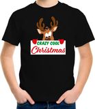 Bellatio Decorations Shoppartners Bv Crazy cool Christmas Kerst t-shirt - zwart - kinderen - Kerstkleding / Kerst outfit 110/116