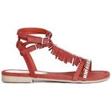 Café Noir sandales en daim avec franges et chaîne en strass corail 36