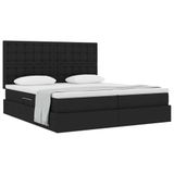 vidaXL Lit de rangement avec tête de lit avec rangement Noir 200 x 200 cm Tissu
