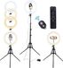 AGM Ring Light 35,5 cm met statief, bluetooth-afstandsbediening met 3 lichtmodi, 10 helderheidsniveaus, led-selfiering, licht voor video, fotografie