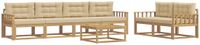vidaXL - Bank loungeset - 6 zitplekken - Wit en Beige - Acacia hout