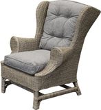 AVH-Collectie Mississippi Wing lounge tuinstoel riet bruin/terre inclusief kussen