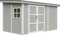 Timbela M939B-TUNDRA GREY Tuinhuis - 8,68 m² - 248x412xH231 cm - Hout - Zonder vloer en zijwand (3 wanden) - Lichtgrijs