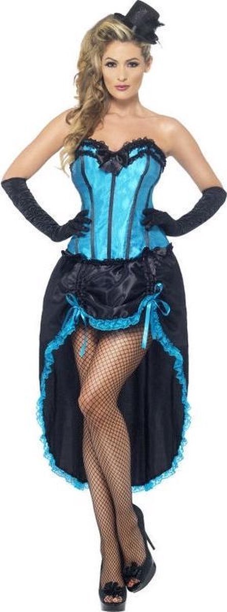 Smiffys Burlesque danseres kostuum, blauw | Verkleedkleding dames maat L (44-46)