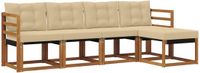 vidaXL - Bank loungeset - 5 zitplaatsen - Acacia hout - Natuurlijk en beige