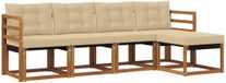 vidaXL - Bank loungeset - 5 zitplaatsen - Acacia hout - Natuurlijk en beige